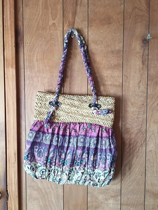 Cappelli Straworld straw tote beach bag dragonfly print boho summer purse - Picture 3 of 7